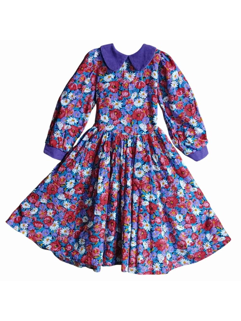 American Apparel Dress  Size 7 Cotton Vintage Peter Pan Collar Floral Bonnet USA